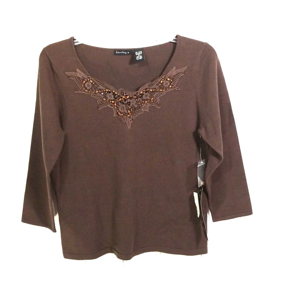 Bentley A ribbed brown blouse size M